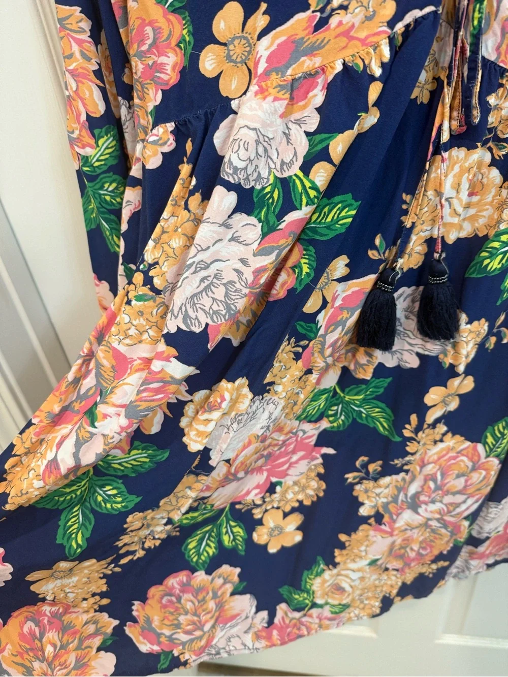 Maaji Navy Floral Coverup with Pink & Green Blooms